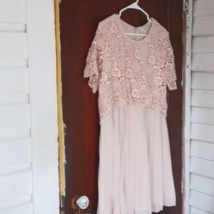 Anthropologie Moulinette Soeurs sz large lace top with pleated bottom dress